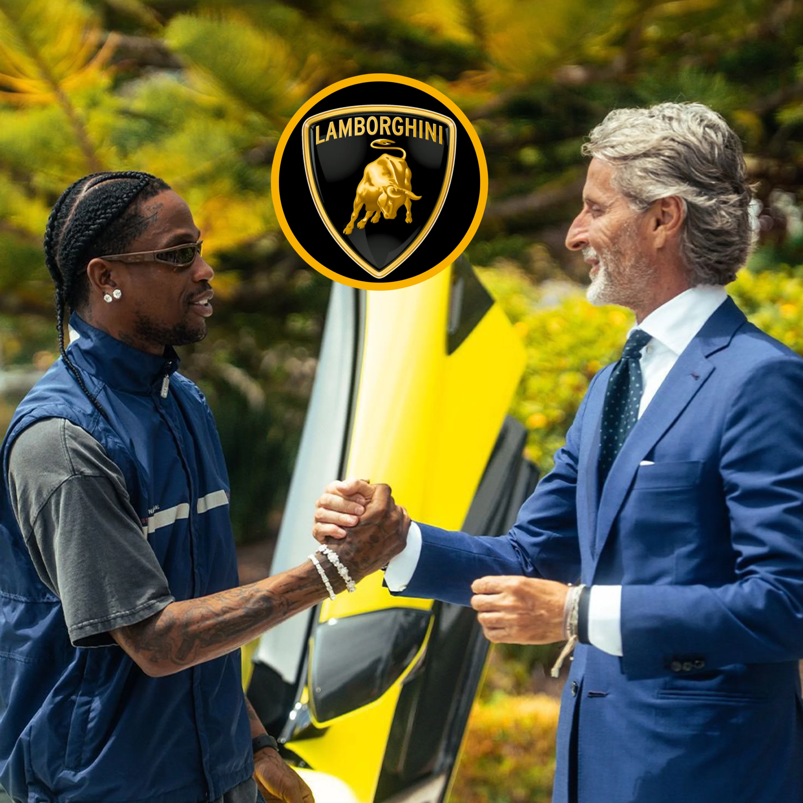 Travis Scott se encontra com CEO da Lamborghini e conhece o novo superesportivo Fenomeno